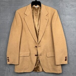 Vintage Barrister 100% Pure Camelhair Blazer Mens Tan Two Button Classic Fit USA